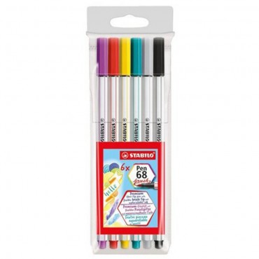 Caneta Stabilo Brush Pen 568 C/6 Cores