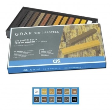 Giz Pastel Seco Graf Soft Cis Tons de Marrom - C/12 Cores
