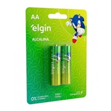Pilha Alcalina Elgin AA (2A) Pequena 1.5V c/2