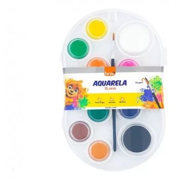 Aquarela Godê 12 Cores c/ Pincel BRW