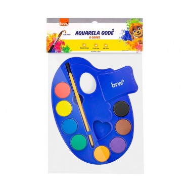 Aquarela godê Com 8 Cores + Pincel pintura infantil - BRW