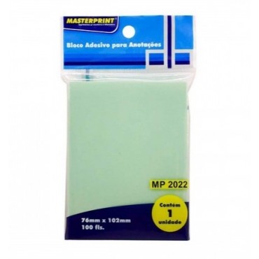 Bloco Adesivo 76x102 Verde C/100F MP2022 Bloco Adesivo 76x102 Verde C/100F MP2022