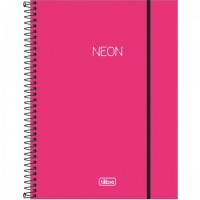 Caderno Universitário Capa Plástica 01 Matéria 80 Folhas Neon Pink