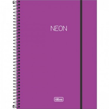 Caderno Universitário Capa Plástica 10 Matérias 160 Folhas Neon Roxo