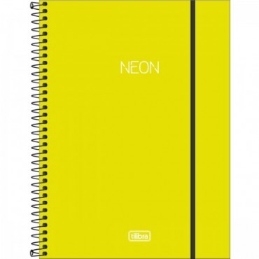 Caderno Universitário Capa Plástica 10 Matérias 160 Folhas Neon Verde Limão