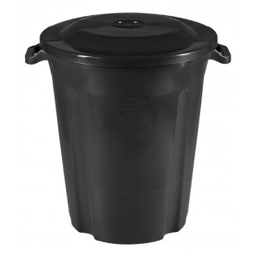 Cesto De Lixo Preto Redondo 85 Litros com Tampa Cesto De Lixo Preto Redondo 85 Litros com Tampa