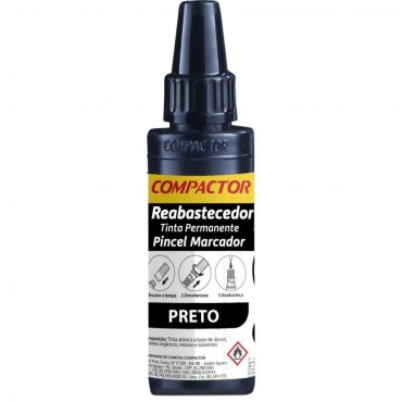 Reabastecedor Tinta Para Pincel Atomico Marcador Permanente Compactor Preto- 30ml