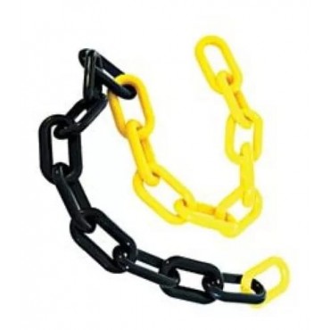 Corrente Plástica Zebrada Elo Pequeno Sinalização Cor Preto Amarelo (metro)