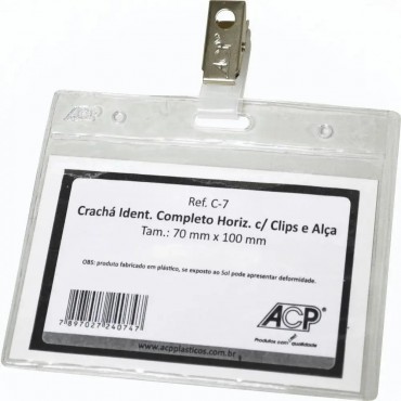 Porta Crachá Horizontal 10x7cm C/ Presilha ACP