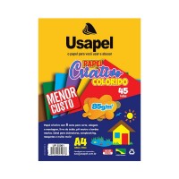 Papel Usapel Criativo A4 85g/m² 45 Folhas 8 Cores Sortidas  Papel Usapel Criativo A4 85g/m² 45 Folhas 8 Cores Sortidas