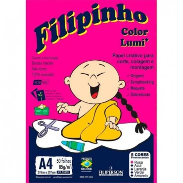 Papel Usapel Criativo Filipinho A4 5 Cores Lumi 85g 45 folhas Papel Usapel Criativo Filipinho A4 5 Cores Lumi 85g 45 folhas