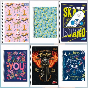 Caderno Espiral Capa Flexível 1/4 D+ 96 Folhas