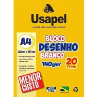 Bloco Desenho A4 140g Branco Usapel c/ 20 folhas