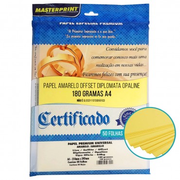 Papel Cartao Masterprint Diplomata A4 180g C/50F – Amarelo Papel Cartao Masterprint Diplomata A4 180g C/50F – Amarelo