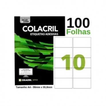 Etiqueta Colacril A4350 99x55.8 C/100 Folhas