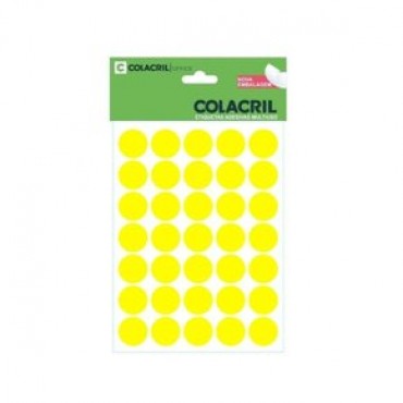 Etiqueta Redonda Colacril TP-19 C/210 Amarelo Fluo