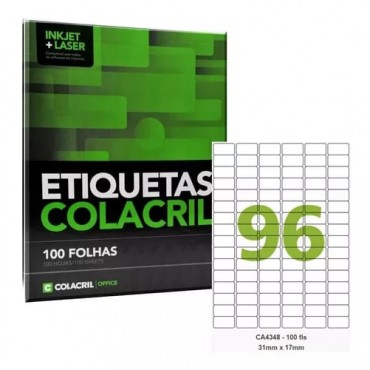 Etiqueta Colacril A4348 31X17 C/100 Folhas 