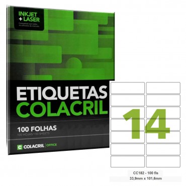 Etiqueta Colacril A4363 33.9x101,6 C/100 Folhas 