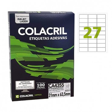 Etiqueta Colacril A4355 31x63.5 C/100 Folhas