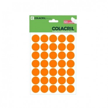 Etiqueta Redonda Colacril TP-19 C/210 Laranja Fluo