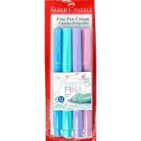Caneta Faber Castell Fine Pen 0,4mm Pastel C/4 Cores 