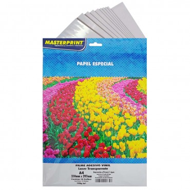 Filme A4 135g Adesivo Vinil Transparente Laser c/ 10 folhas Masterprint