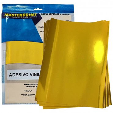Filme A4 135g Adesivo Vinil Dourado Glossy c/10 folhas Masterprint Filme A4 135g Adesivo Vinil Dourado Glossy c/10 folhas Masterprint