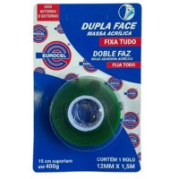 Fita Dupla Face Fixa Forte Uso Interno 12mm x 1,5m Eurocel