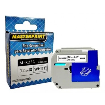 Fita para Rotuladora Brother M231 12mm Preto/Branco Masterprint Fita para Rotuladora Brother M231 12mm Preto/Branco Masterprint