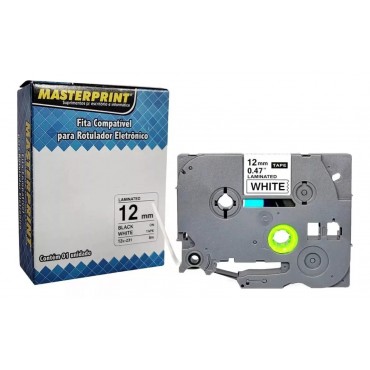 Fita para Rotuladora Brother TZC 231 TZ 12mm Preto/Branco Masterprint Fita para Rotuladora Brother TZC 231 TZ 12mm Preto/Branco Masterprint