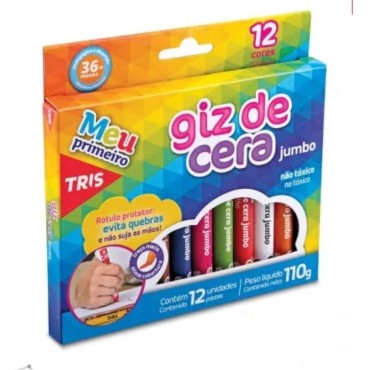 Gizão de Cera Tris Triangular C/12 Cores 