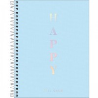Caderno Colegial Capa Plástica 10 Matérias 160 Folhas Happy Azul