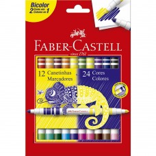 Hidrocor Faber Castell Bicolor 12 Canetas 24 Cores