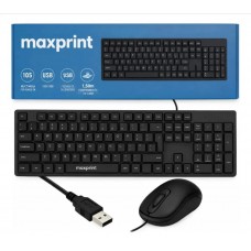 Kit Teclado e Mouse c/  fio CF1000 USB 2.0 Preto Maxprint