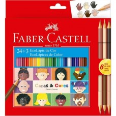 Lápis de Cor Faber Castell Caras & Cores C/24 + 6 Tons de Pele