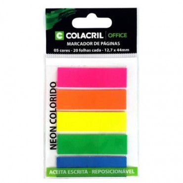 Bloco Adesivo Flag Retan Neon 5 Cores 20 Folhas cada Colacril 