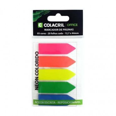 Bloco Adesivo Flag Seta Neon Colacril 12,7 x 44mm