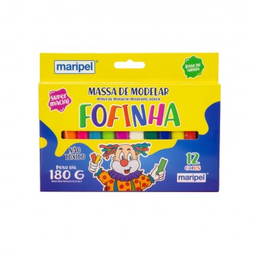 Massa de Modelar Fofinha 180G Maripel C/12 Cores 