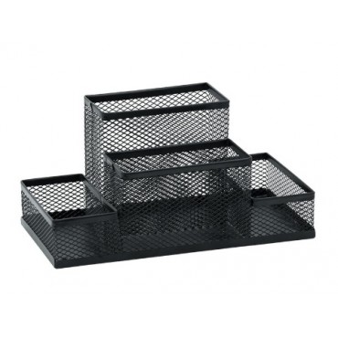 Organizador Porta Lapis Caneta Aramado 4 Compartimentos Preto  OR5161 BRW