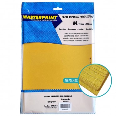 Papel Cartao Masterprint Dourado Perolizado A4 180g C/50F Papel Cartao Masterprint Dourado Perolizado A4 180g C/50F