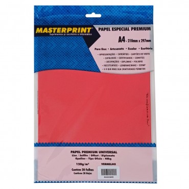 Papel Cartao Masterprint Diplomata A4 180g C/50F – Vermelho