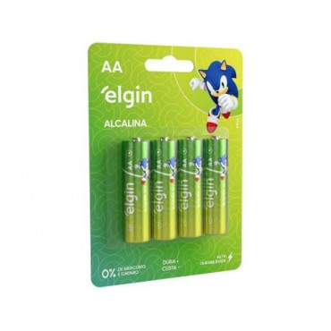 Pilha Alcalina Elgin AA (2A) Pequena 1.5V c/4 Pilha Alcalina Elgin AA (2A) Pequena 1.5V c/4
