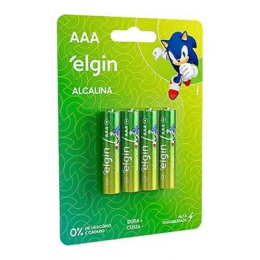 Pilha Alcalina Elgin AAA (3A) Palito 1.5V c/4