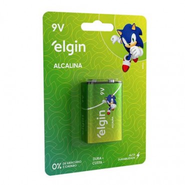 Pilha Bateria Alcalina Elgin 9V