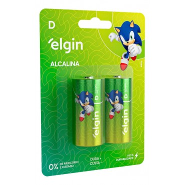 Pilha Alcalina Elgin D Grande 1.5V LR20 c/2