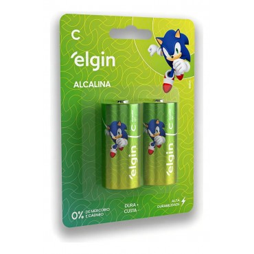 Pilha Alcalina Elgin C Média 1.5V LR14 c/2 Pilha Alcalina Elgin C Média 1.5V LR14 c/2