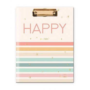 Pasta Prancheta com Bloco Anotações Positivity Happy Cadersil 