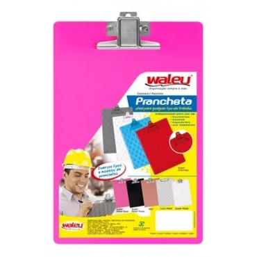 Prancheta Acrílica Ofício Super Linha Waleu - Rosa