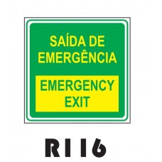PLACA FOTOLUMINESCENTE SINALIZAÇÃO 20X20 PVC 1MM -R116