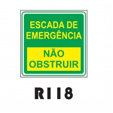 PLACA FOTOLUMINESCENTE SINALIZAÇÃO 20X20 PVC 1MM -R118